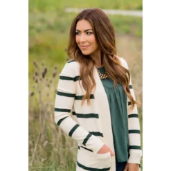 Striped Butter Soft Tunic Cardigan -Cream -Women's Clothing Store BB 7782 3fdf7b25 2eb0 4bba 98d9 485e0b796121