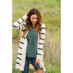Striped Butter Soft Tunic Cardigan -Cream -Women's Clothing Store BB 7785 75326c1a 032f 4d6a 8ba4 f3b6ccbe0d53