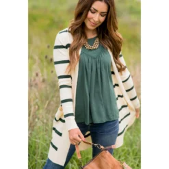 Striped Butter Soft Tunic Cardigan -Cream -Women's Clothing Store BB 7787 2be40945 274f 411e bfb9 923dd5fcd606