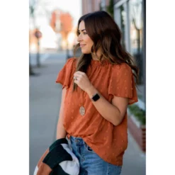 Swiss Dot Cinched Neck Blouse 38 Swiss Dot Cinched Neck Blouse -Women's Clothing Store BB 7800 2ed8f403 dcc0 4566 b2db a57df4a6b773