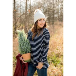 Striped Button Back Slit Tee -Women's Clothing Store BB 7809 fa7c84b8 246d 40b3 bbcc 5b4d747bb81c