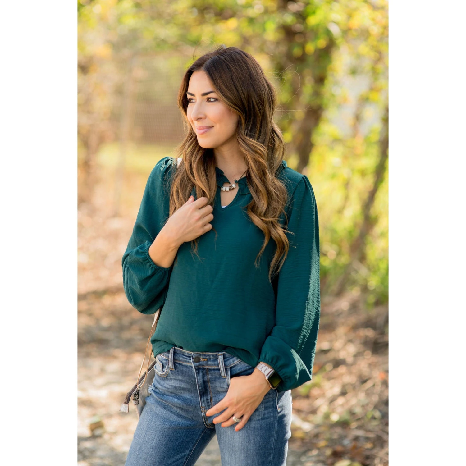 Long Sleeve Ruffle Neck Dressy Blouse 3 Long Sleeve Ruffle Neck Dressy Blouse - Image 3