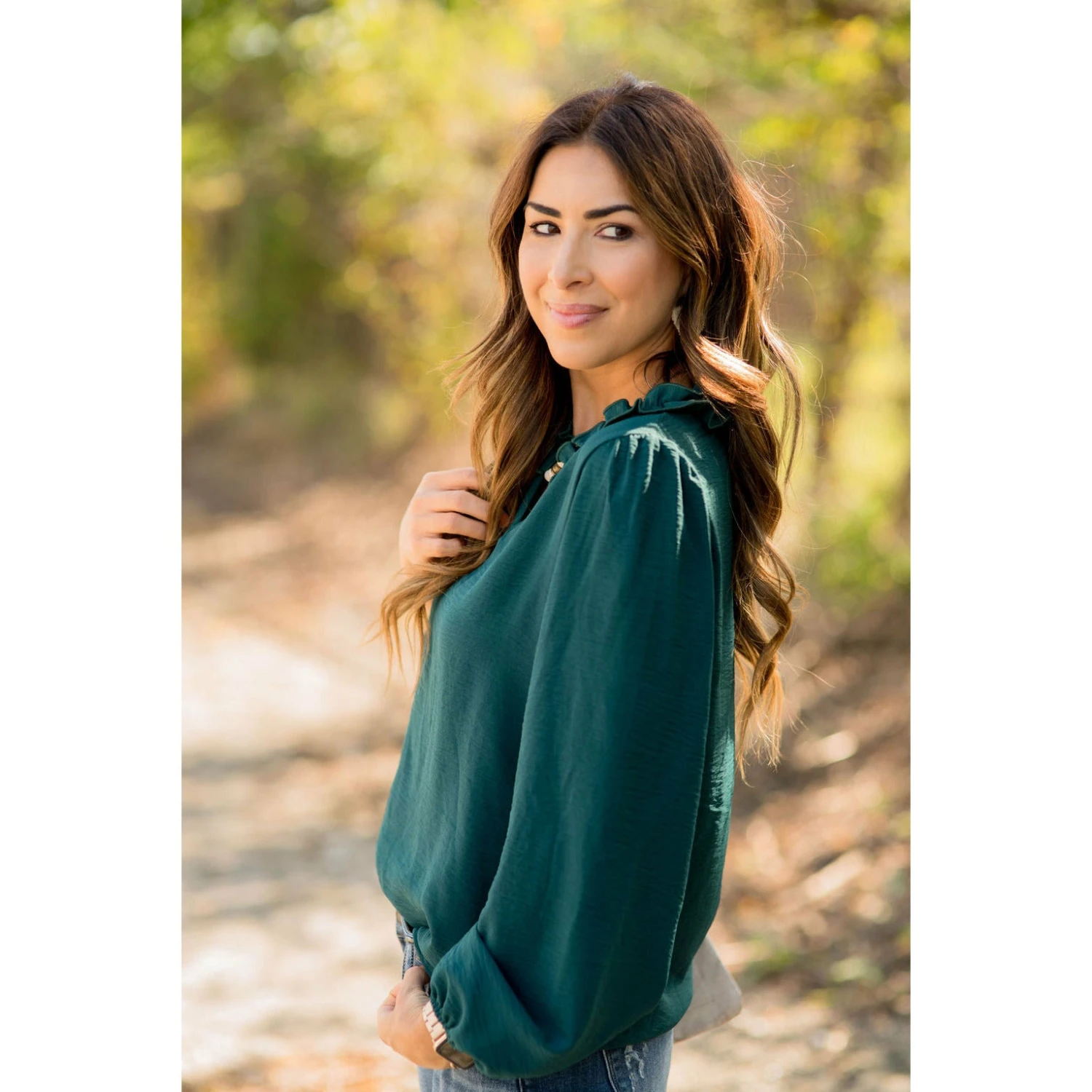 Long Sleeve Ruffle Neck Dressy Blouse 8 Long Sleeve Ruffle Neck Dressy Blouse - Image 8