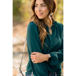 Long Sleeve Ruffle Neck Dressy Blouse 31 Long Sleeve Ruffle Neck Dressy Blouse -Women's Clothing Store BB 7826