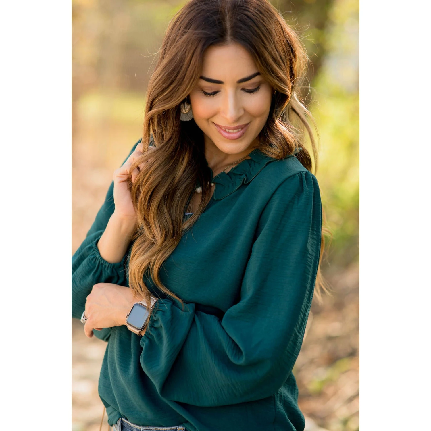 Long Sleeve Ruffle Neck Dressy Blouse 13 Long Sleeve Ruffle Neck Dressy Blouse - Image 13