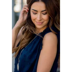 Cinched Neck Ruffle Swiss Dot Tank -Women's Clothing Store BB 7835 9f6b6b77 e0fd 408f 89e4 a906664b3f47