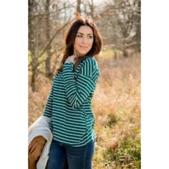 Striped Button Back Slit Tee -Women's Clothing Store BB 7867 5073483c dce3 490e 9a13 6790e4ae95cf