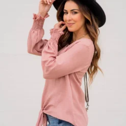 Elegant Tied Cinched Sleeve Blouse -Women's Clothing Store BB 7869 534bfb1e 7218 4d00 a029 006d90e44840 660616