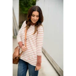 Striped Side Zip Wrap Terry Sweatshirt -Women's Clothing Store BB 7884 d7dd7a96 388e 4cf9 8f94 df9d936d43df