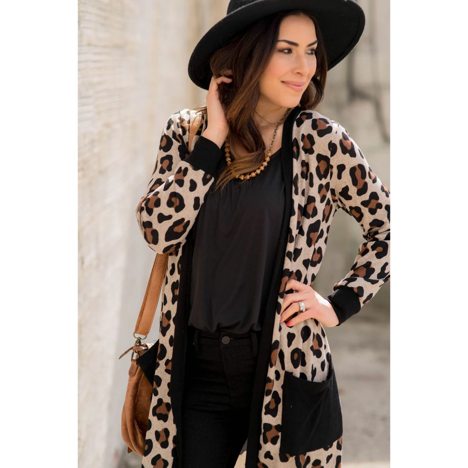 Leopard Solid Trim Tunic Cardigan 9 Leopard Solid Trim Tunic Cardigan - Image 9