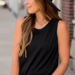 Cinched Shoulder Accent Tank