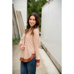 Striped Solid Trimmed Hoodie -Women's Clothing Store BB 7903 4ee37536 8f61 43e8 b5da 32a152508fac