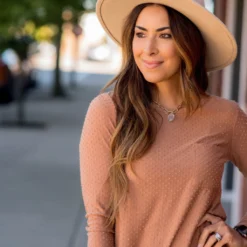 Long Sleeve Swiss Dot Pocket Tee 28 Long Sleeve Swiss Dot Pocket Tee -Women's Clothing Store BB 7906 678185