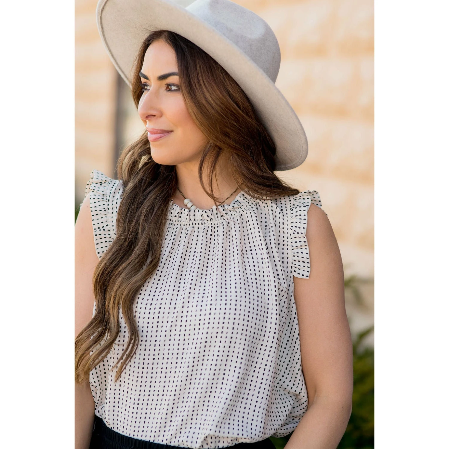 Printed Ruffle Sleeve Cinch Neck Tank 18 Printed Ruffle Sleeve Cinch Neck Tank - Image 18