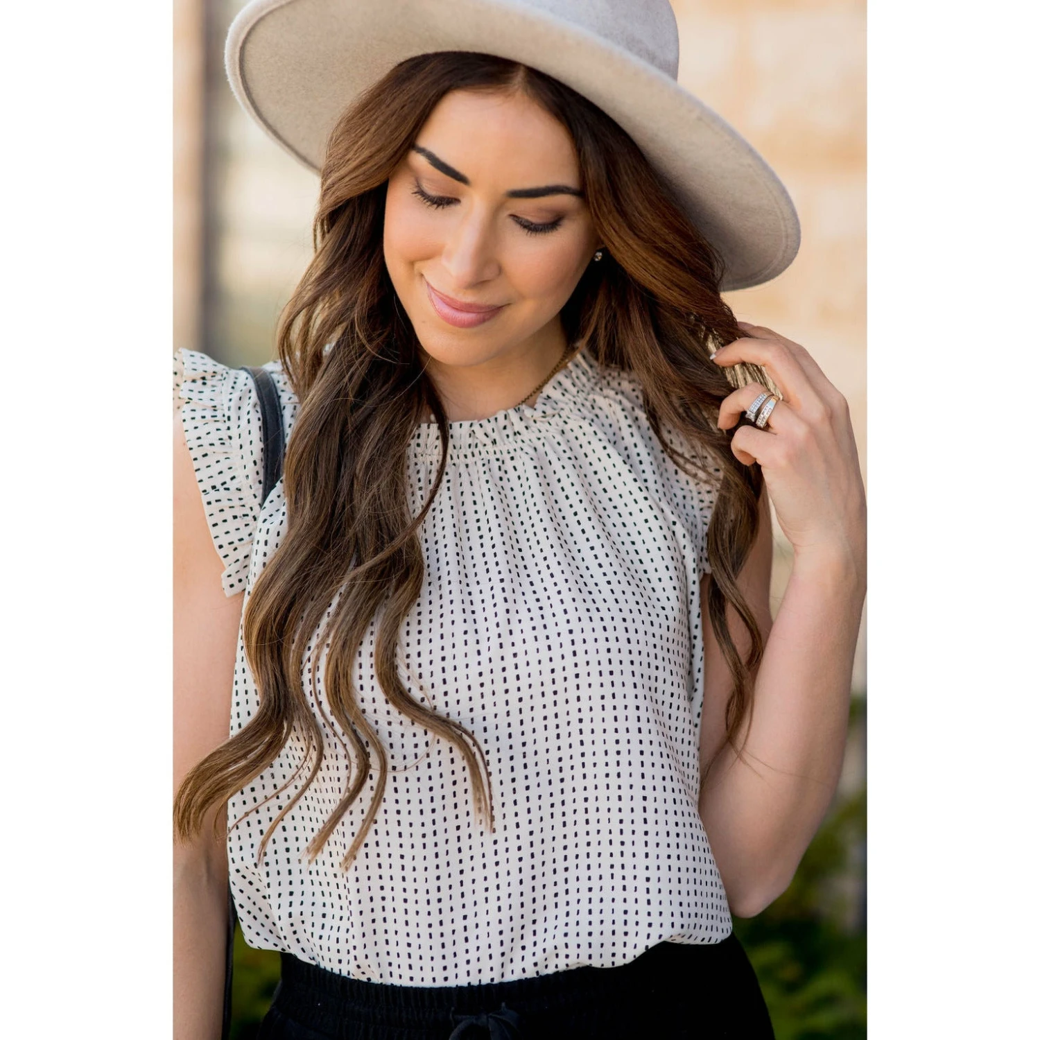 Printed Ruffle Sleeve Cinch Neck Tank 19 Printed Ruffle Sleeve Cinch Neck Tank - Image 19