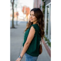 Cinched Neck Ruffle Swiss Dot Tank -Women's Clothing Store BB 7920 fd4b22a2 c666 44bc aae7 16e92e46adc1