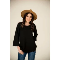 Lightweight Scalloped 3/4 Sleeve Blouse -Women's Clothing Store BB 7933 c231555e 5942 468e 982c 4a2eff10f326