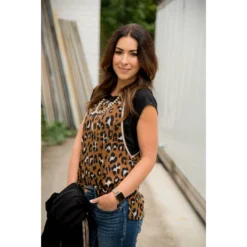 Leopard Solid Sleeve Tee -Women's Clothing Store BB 7954 924dbc26 bd8c 4ef1 a187 3148bd33e61f