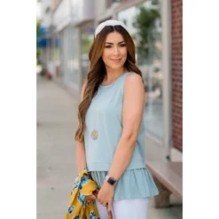 Ruffle Faux Layer Tank -Women's Clothing Store BB 8057 e9909c51 f626 4bef b3f6 3ca747a4a85a