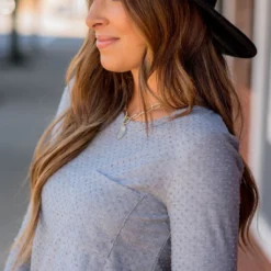 Long Sleeve Swiss Dot Pocket Tee 39 Long Sleeve Swiss Dot Pocket Tee -Women's Clothing Store BB 8069 675719