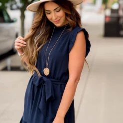 Ruffle Trim Tie Tank Dress -Women's Clothing Store BB 8079 615562