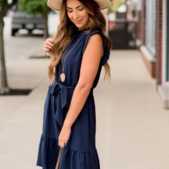 Ruffle Trim Tie Tank Dress -Women's Clothing Store BB 8087 431f5d7a f5c6 447b 96b6 78079016831c 105854