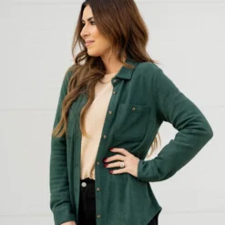 Simple Marled Shacket 24 Simple Marled Shacket -Women's Clothing Store BB 8089