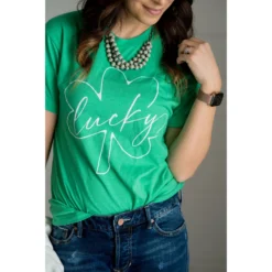 Lucky Clover Graphic Tee -Women's Clothing Store BB 8098