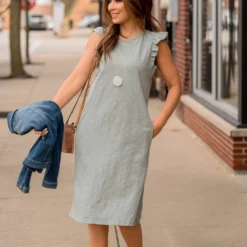 Flutter Sleeve Side Slit Midi