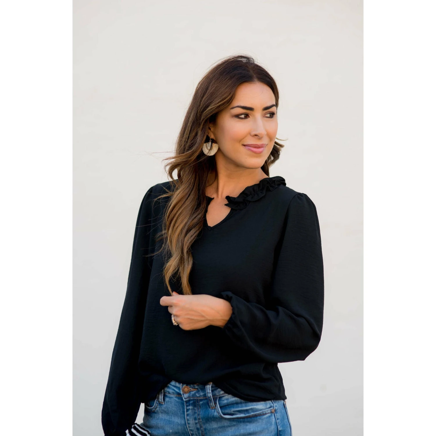 Long Sleeve Ruffle Neck Dressy Blouse 16 Long Sleeve Ruffle Neck Dressy Blouse - Image 16