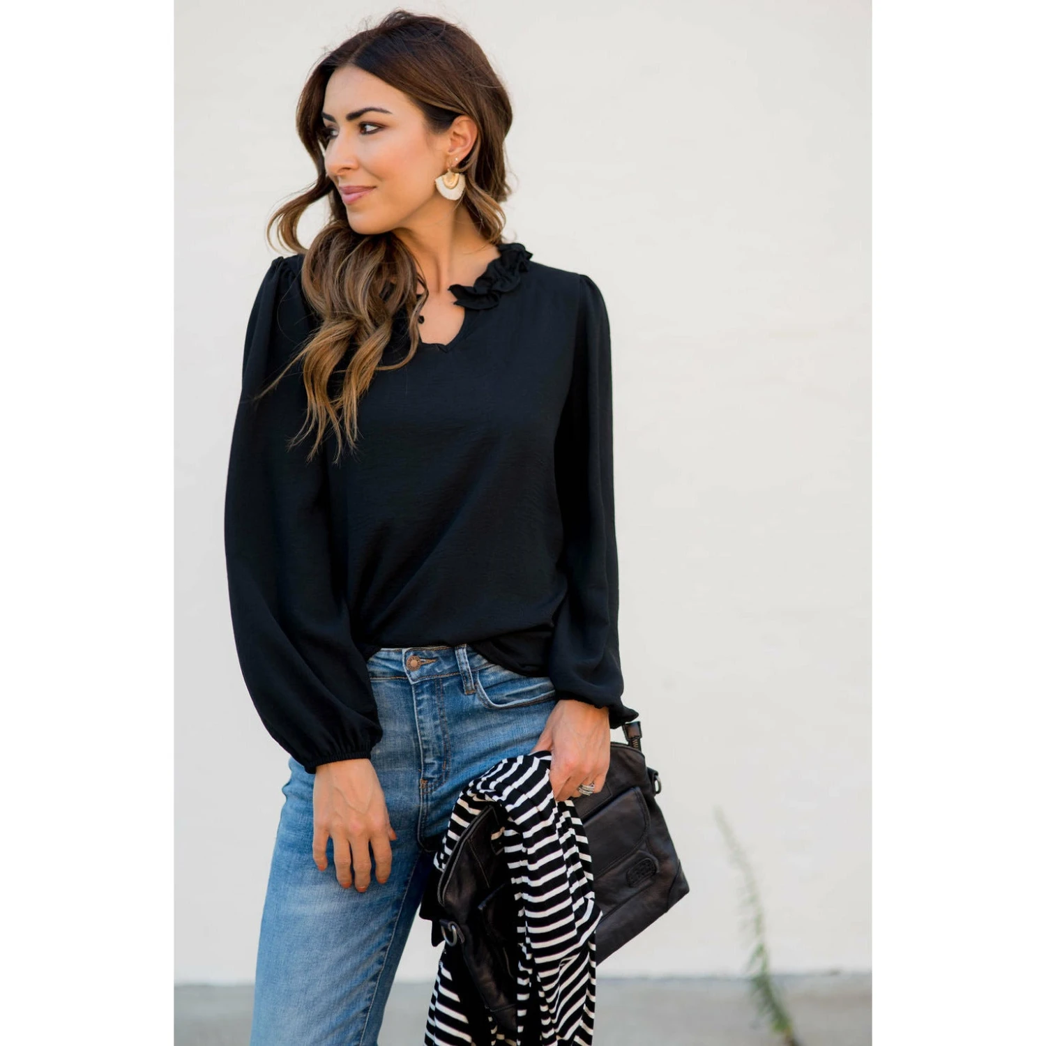 Long Sleeve Ruffle Neck Dressy Blouse 18 Long Sleeve Ruffle Neck Dressy Blouse - Image 18