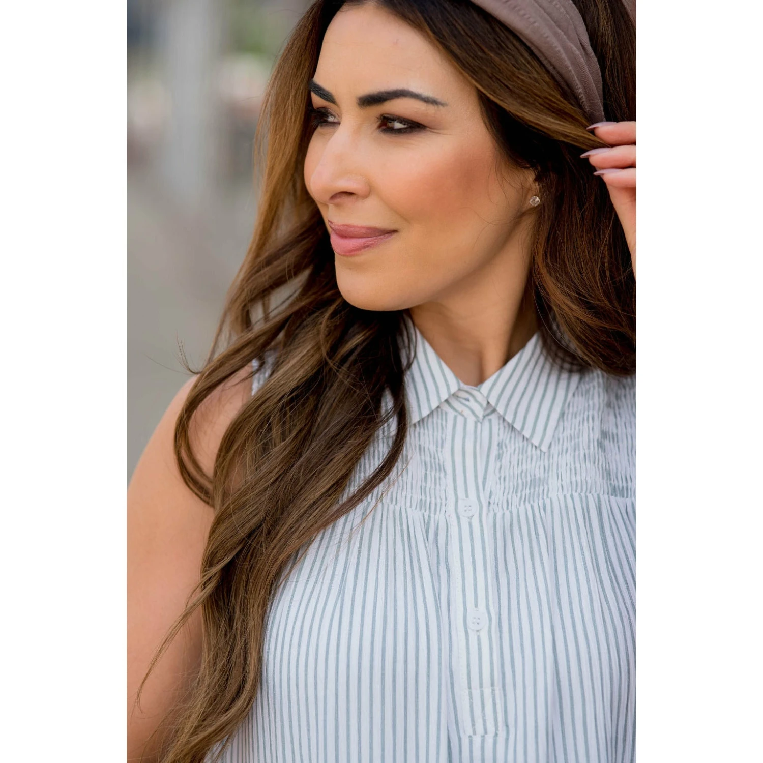 Vertical Striped Ruffle Bottom Tank Blouse 9 Vertical Striped Ruffle Bottom Tank Blouse - Image 9