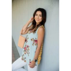 Floral Front Striped Back Tank