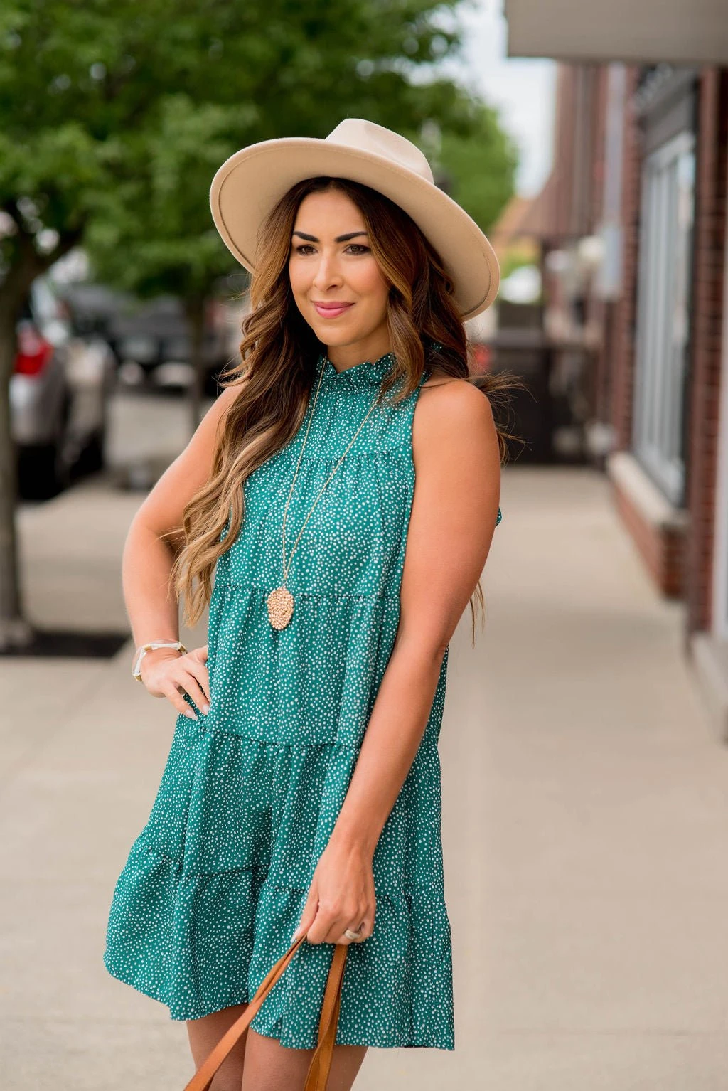 Spotted Tiered Tie Back Dress 2 Spotted Tiered Tie Back Dress - Image 2