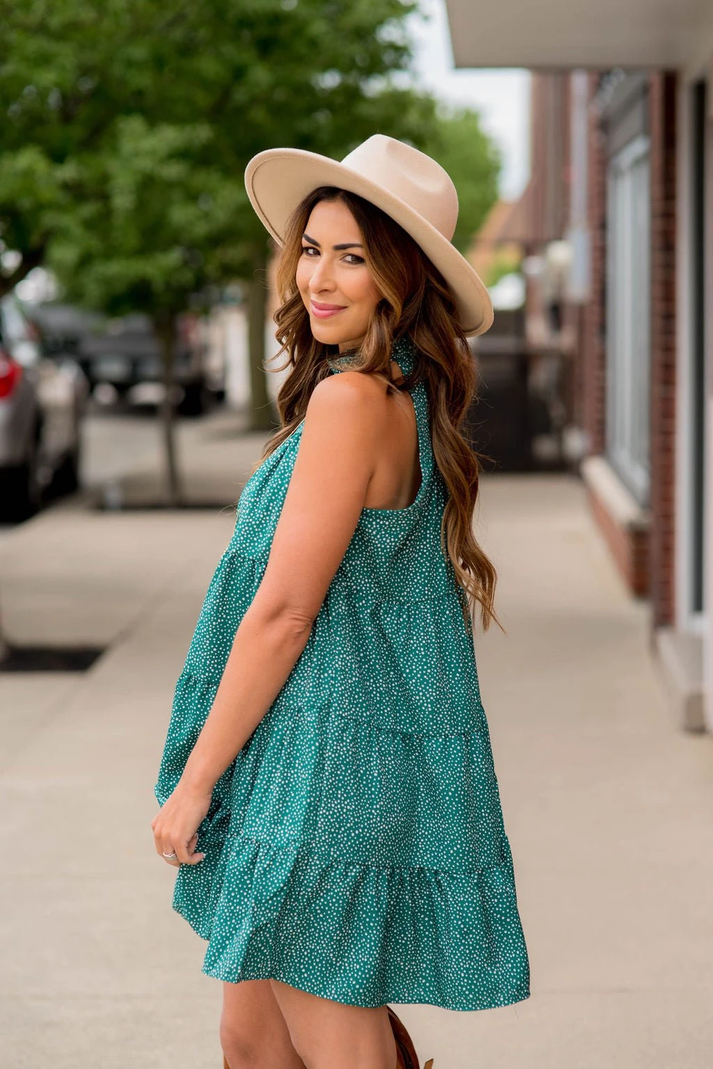 Spotted Tiered Tie Back Dress 6 Spotted Tiered Tie Back Dress - Image 6