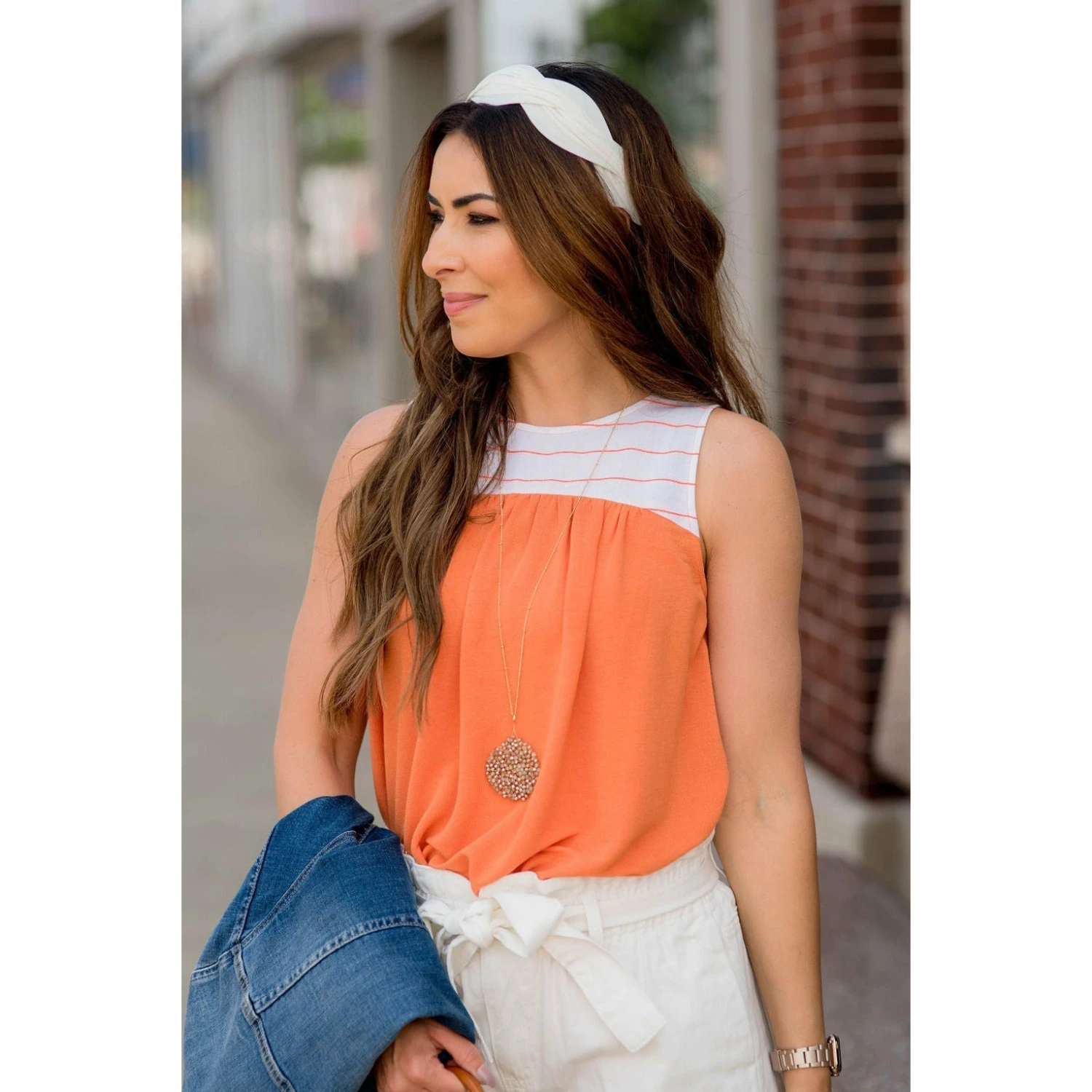 Thin Stripe Knot Back Tank 2 Thin Stripe Knot Back Tank - Image 2