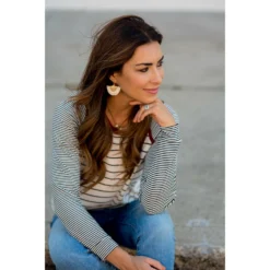 Multi Striped Solid Neck Long Sleeve Tee 29 Multi Striped Solid Neck Long Sleeve Tee -Women's Clothing Store BB 8207 916d4cb1 65e6 4ac1 acfd 848c462ffd95