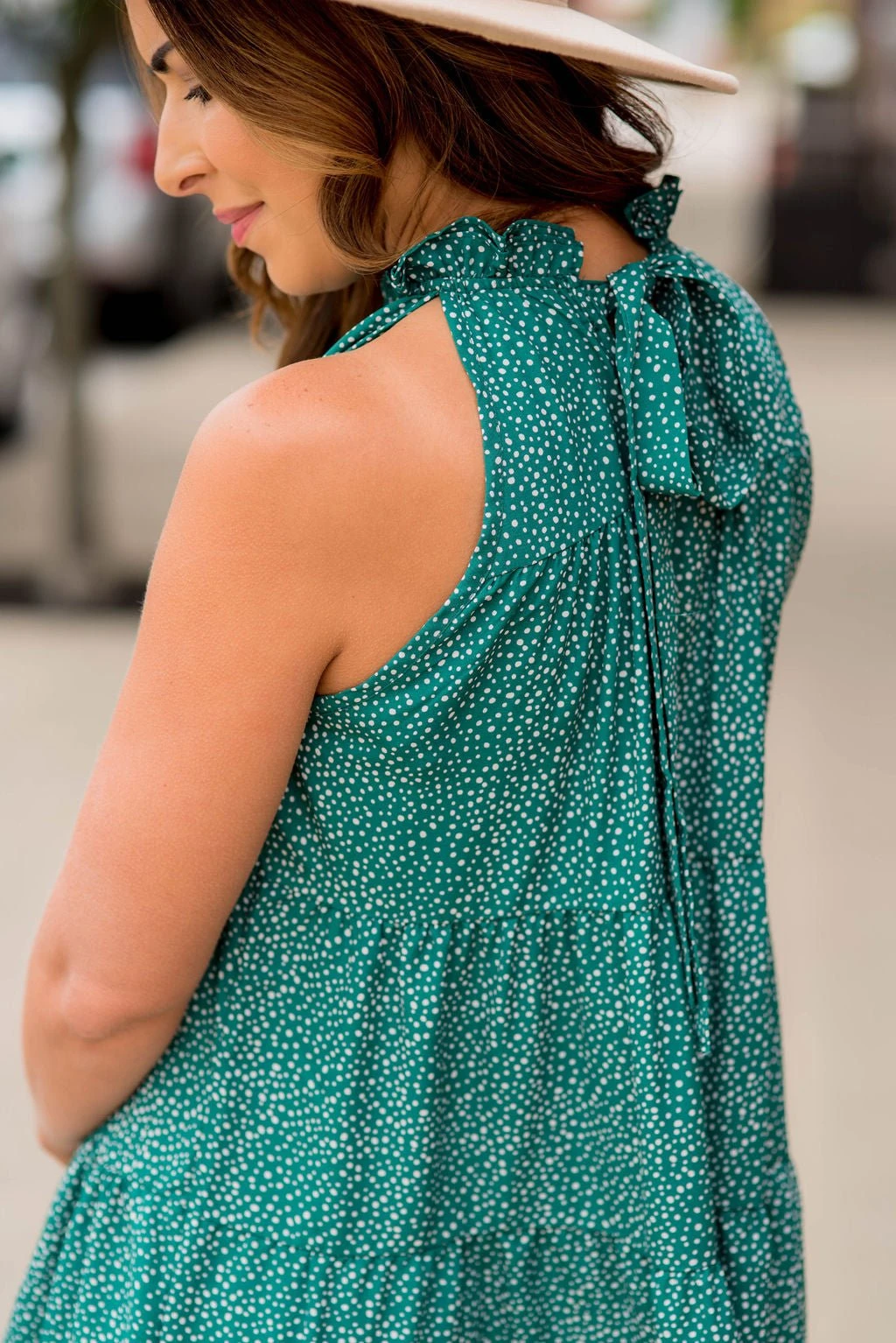 Spotted Tiered Tie Back Dress 8 Spotted Tiered Tie Back Dress - Image 8