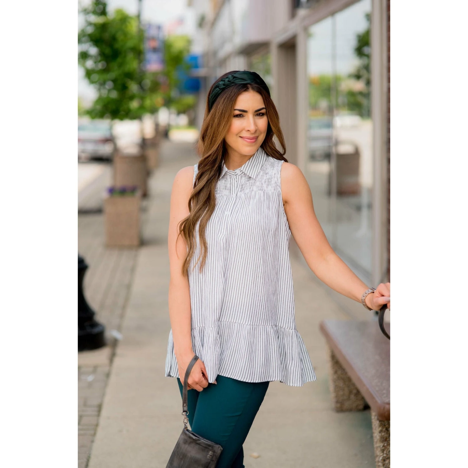 Vertical Striped Ruffle Bottom Tank Blouse 12 Vertical Striped Ruffle Bottom Tank Blouse - Image 12