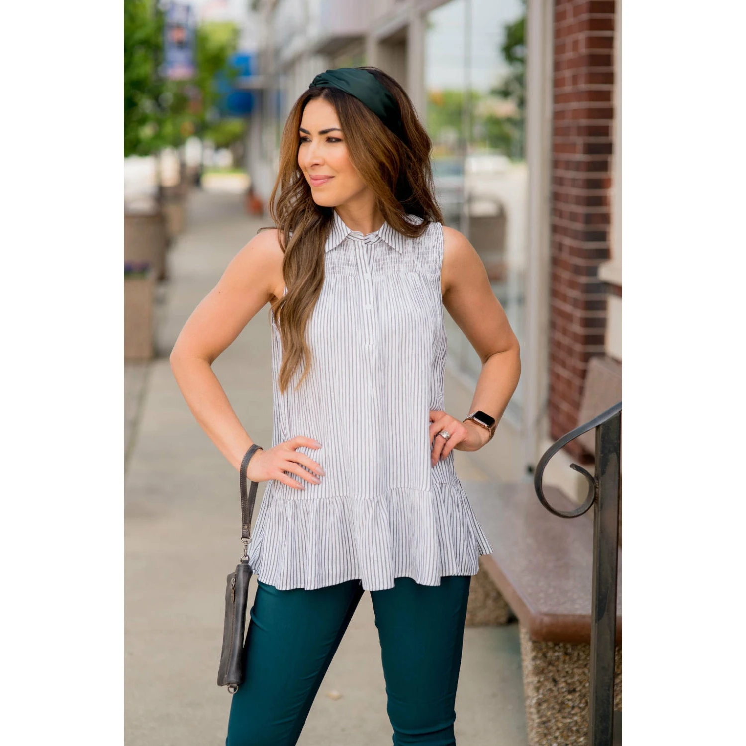 Vertical Striped Ruffle Bottom Tank Blouse 13 Vertical Striped Ruffle Bottom Tank Blouse - Image 13