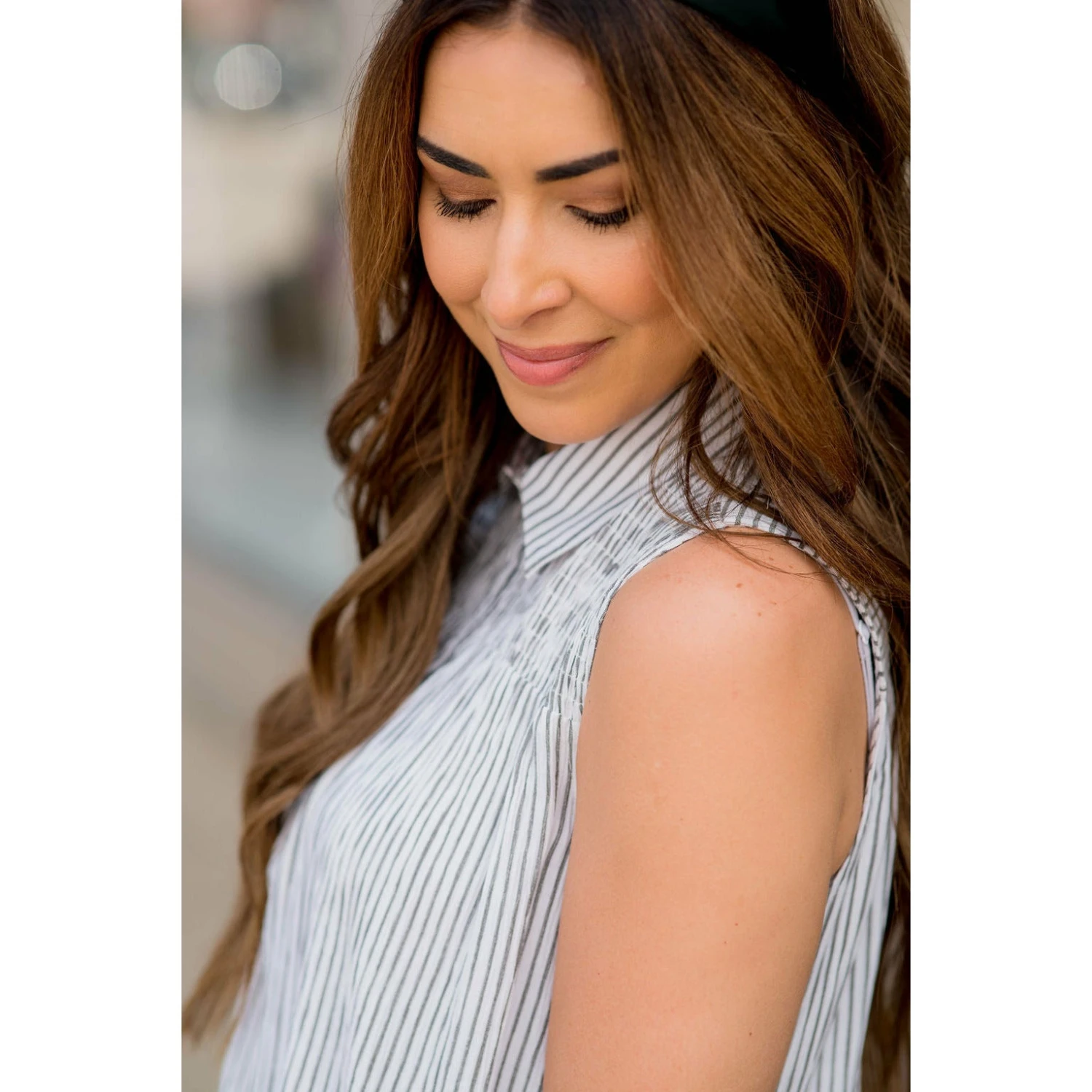 Vertical Striped Ruffle Bottom Tank Blouse 16 Vertical Striped Ruffle Bottom Tank Blouse - Image 16