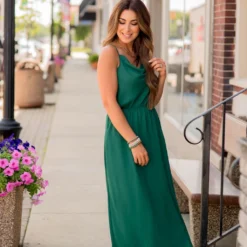 Draped Collar Thin Strapped Maxi Dress -Women's Clothing Store BB 8291 Copy 312440