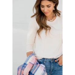 3/4 Sleeve Textured Pocket Tee 33 3/4 Sleeve Textured Pocket Tee -Women's Clothing Store BB 8328 068892a8 7fcc 4386 8e08 85ea7b8d39d2