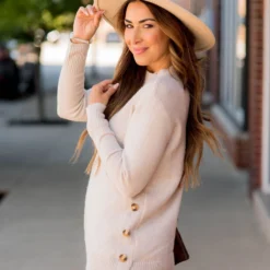 Four Side Button Mid Seam Sweater -Women's Clothing Store BB 8338 46576559 32b2 48e8 b3d3 b0f56dc88a23 361396