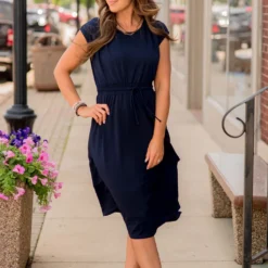 Cap Sleeve Side Slit Tie Midi Dress -Women's Clothing Store BB 8372 962d2aae 3004 4a28 9b7d 4475a45a78c2 812242