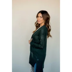 Side Slit Tissue Cardigan -Women's Clothing Store BB 8391 de37f25f 5144 4216 986b 3dd6edb57b05