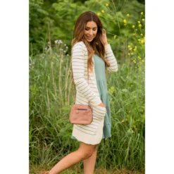 Thin Striped Cardigan-Cream -Women's Clothing Store BB 8393
