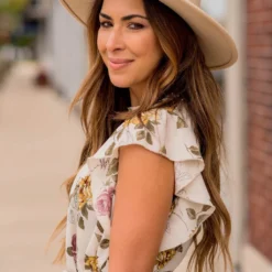 Timeless Floral Ruffle Tie Dress -Women's Clothing Store BB 8396 189274