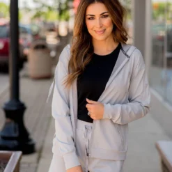 Subtle Ribbed Zip Up Jacket