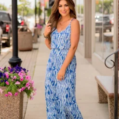 Wavy Thin Strapped Maxi Dress